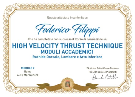 Attestato High Velocity Thrust Technique — Modulo 2