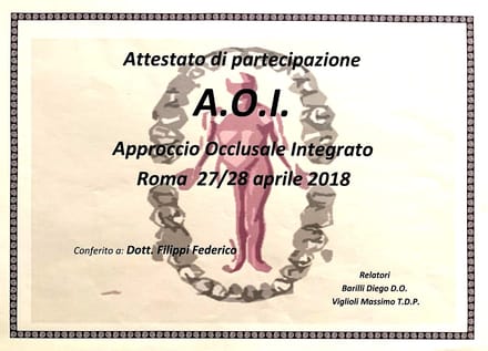 Attestato A.O.I. Approccio Occlusale Integrato