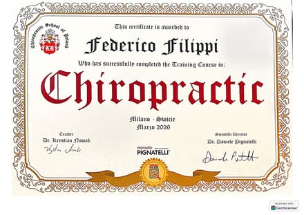 Attestato Chiropratica — Seminario 2